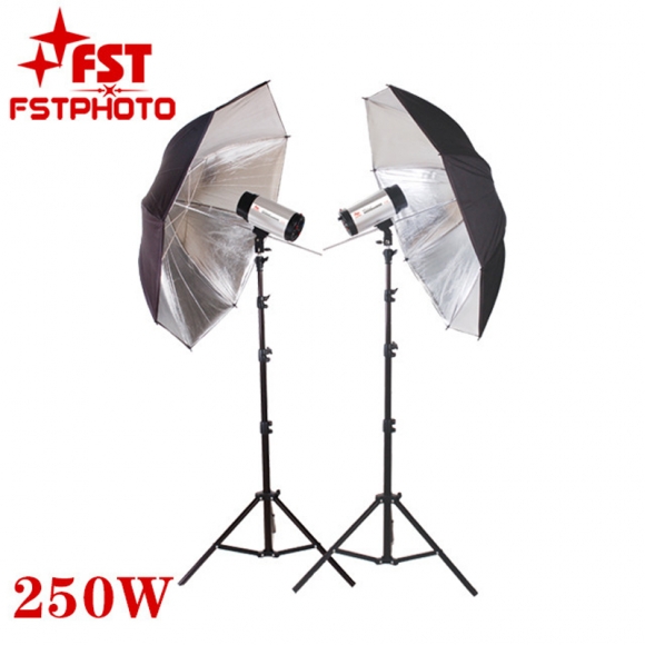 High Quality 250W Studio Equpments Flash Light Reflecting Umbrella Kit
