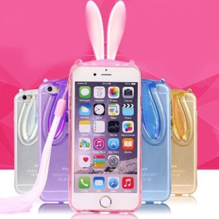 Hot Mobile Phone Case White Rabbit Earphone Set Transparent Fall Protection Case for IPhone 6s