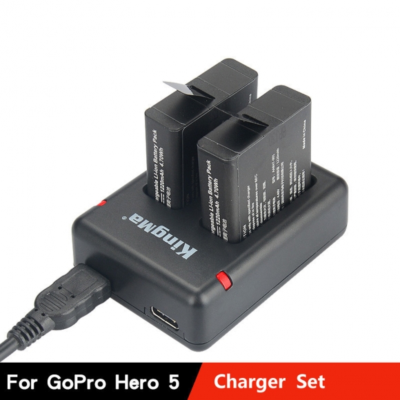 gopro hero5 Accessory Set AHDBT 501 Dual Channels charger + 2pcs AHDBT-501 battery