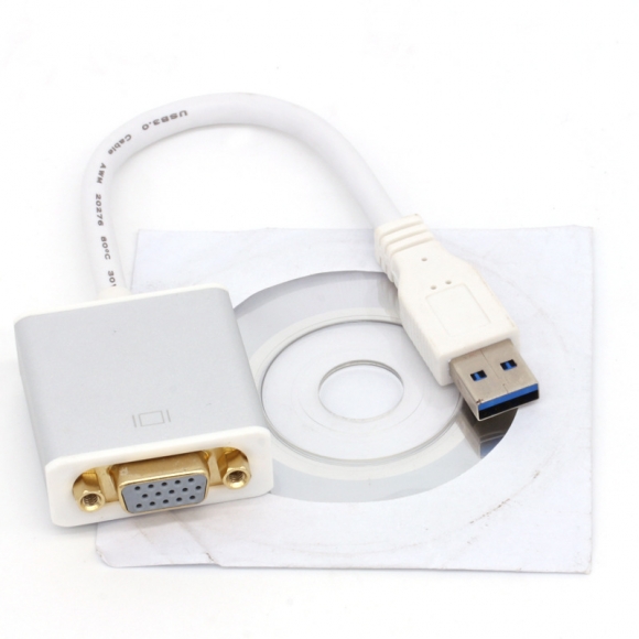 High-definition Adapter Cable USB3.0 to VGA Converter Adapter with Driver in Silver