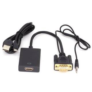 New Full HD 1080P VGA to HDMI Audio Video Cable Adapter Converter with USB Cable Audio Cable for Laptop PC DVD HDTV TV