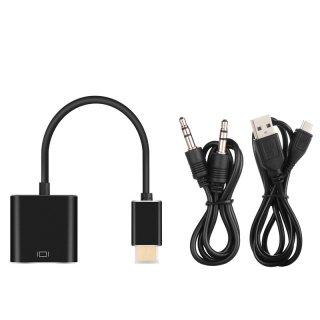 Top Quality HDMI to VGA Converter with Audio HDMI2VGA Adapter Cable for PC Computer Tablet Laptop Desktop to HDTV Monitor Displa