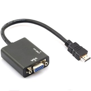 New HDMI TO VGA With 3.5mm Jack Audio Cable Video Converter Adapter For PC Laptop DVD