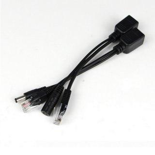 Top Quality 2 Cable DIY POE Power Supply RJ45 Ethernet Passive 50V RJ45 male / female + DC 5.5mm Male Adapter Cable