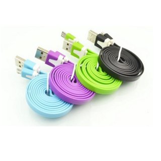 NEW 1PCS 3M V8 Flat Noodle Micro USB Charge Sync Data Cable For Samsung Galaxy for Sony