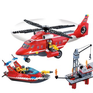 Fire Series Sea and Air Rescue Minifigures DIY Building Blocks Children Toys