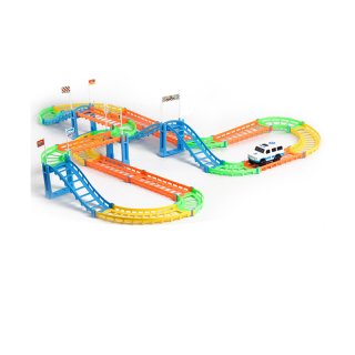 Track Racer Electric Battery Powered Rail Car DIY Toy Set for Children