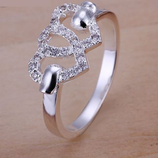 New Beautiful Fashion Heart Design Silver Plated Rings For Women