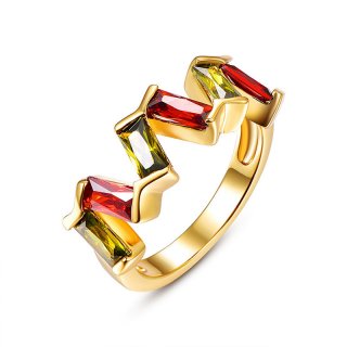 Environmental Protection Ring Geometry Czech Jewelry Ring Punk Gold Plated
