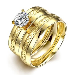 Top Quality Simple Beautiful Diamond Yellow Gold Plated Rings For Women