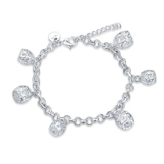 Simple Beautiful Top Quality 925 Sterling Silver Charm Bracelets For Women