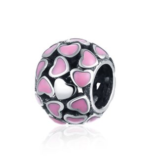 925 Sterling Silver Pink Flowers Beads Crystal Zircon Bead Fit For Pandora Bracelet and Necklace DIY Fashion Jewelry