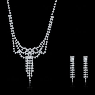 Crystal Bridal Jewelry Sets Wedding Jewelry Suit Accessories Including Necklace and Earrings CDS039