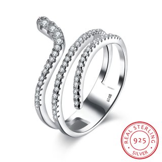 Crystal Snake Ring Hot Fashion 925-Sterling-Silver Engagement Wedding Rings for Women SVR087