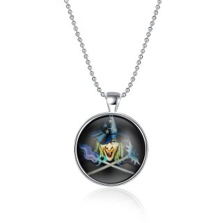 Glow In The Dark Luminous Halloween Necklace Silver Plated Gothic Witch Round Pendant Necklace YGN107