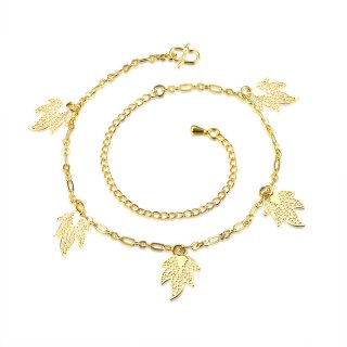 Gold Plated Leaf Anklet SimpleLeg Bracelets For Women Foot Chain