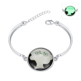 Luminous in the Dark Bicycle Pattern 925 Sterling Silver Braclet for Women YGH070