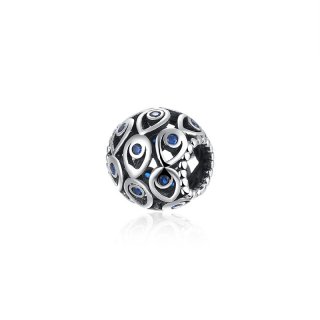 925 Sterling Silver Full Star Bead with Blue Enamel Round Hole Beads Fashion DIY Charms Fit For Pandora Bracelet