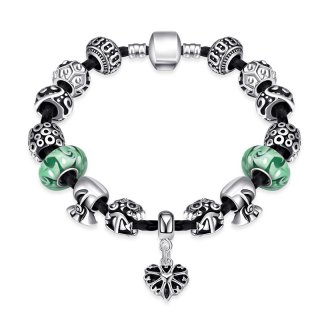 Silver Plated Australian Crystal Restore Coloured Glaze Lucky Charm Beads DIY Bracelets Bangles For Women PDRH015