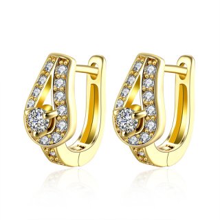Gold Plated CZ Diamond Clip Earrings women Fashion Jewelry Pretty Earring AKE134
