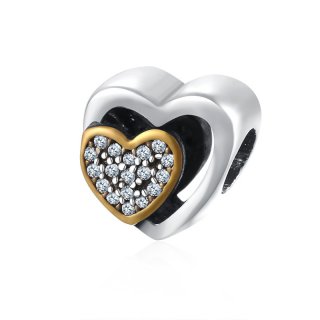 Fits For Pandora Bracelets Heart Charm Beads Authentic 925 Silver Oval Beads for Jewelry Making
