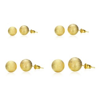 Gold Plated Ball Grind Arenaceous Stud Earrings orecchini donna Size 6/8/10/12MM Gift Fashion Jewelry AKE060