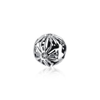 925 Sterling Silver Hollow Flower Charms Bead Round Fit Pandora Bracelet DIY Jewelry Accessories