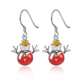 Silver Plated drop earrings for women Lovely Yellow Snowman Fashion Jewelry