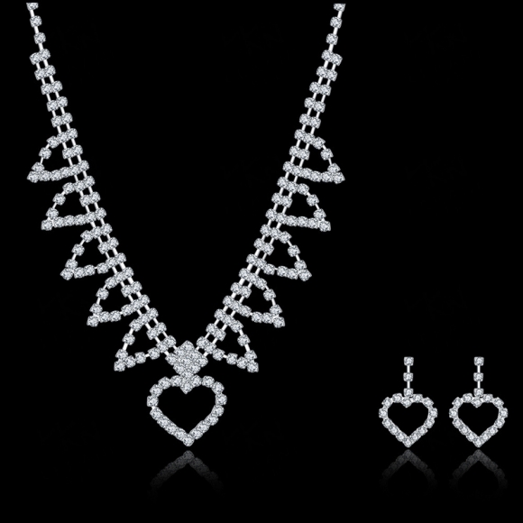 Fashion Wedding Jewelry sets Romantic Silver Plated Necklace Earrings Suit CDS045