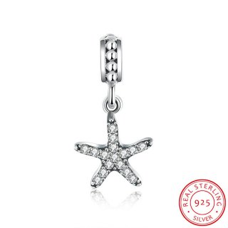 Silver Star Pendant Charm Fits Pandora DIY Bracelets Anthentic 925 Silver Dangle Beads for Jewelry Making