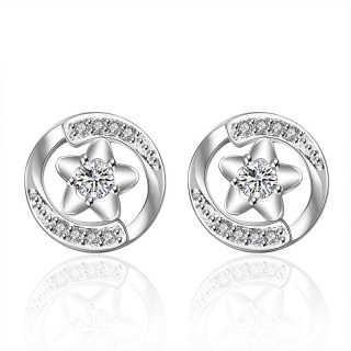 Star Design Stud Earrings Trendy Style 925 Sterling Silver & Zirconia Fashion Jewelry Accessories For Women