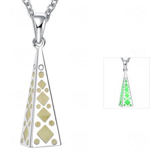 Simple Necklaces 3 Color Styles Silver Plated Light in Dark Pyramid Shaped Noctilucent Pendant Necklace YGN038
