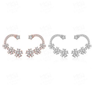 Women Zirconia Elegant Stud Earrings Gold Plated Flower Austrian Crystal Stud Earrings HFE006