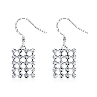 Zircon Earrings Fashion Jewelry 925 Silver Earrings Silver Square Charm Earrings