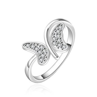 Silver Plated Ring Sliver Inlaid Zircon Ring Women's Trendy Trendy Jewelry