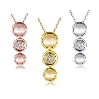 Gold Plated with Long Opal Stones Pendant Necklaces