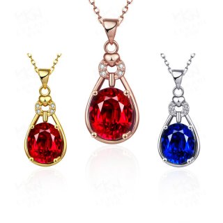 Women's Crystal Gold Plated Necklace Classic Water Dorp Pendant Necklace KZCN064