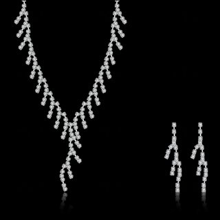 925 Silver Wedding Jewelry Sets Line Drop Earrings Necklace Pendant Earrings Set For Women CDS031