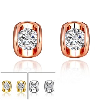 Diamond Inlay Gold plated 925 Sterling Silver Earring for Women