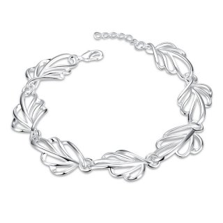 Shiny Silver plated Jewelry European Style Creative Hollow Leaves Bracelets
