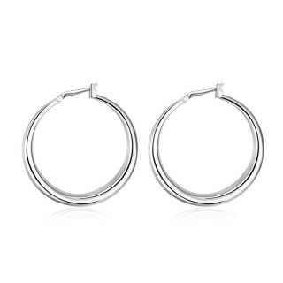 Fashion Round Silver Ear Creole Round Stud Earring Trendy Silver Plated Women Girls