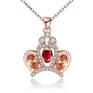 Gold Plated Necklace With Cubic Zircon Romantic Crown Pendant Necklace KZCN117