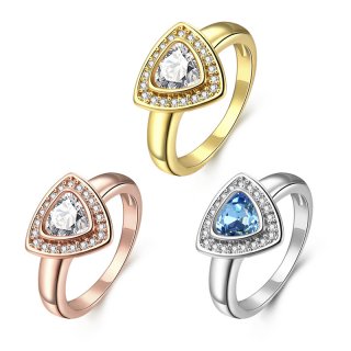 Gold Ring For Women Fashion Bridal Wedding Engagement Heart Love Zircon Rings R744