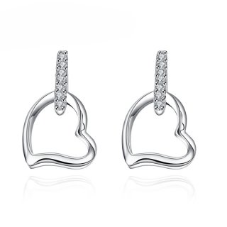 Heart dangle 925 Sterling Silver Earring for Women E731