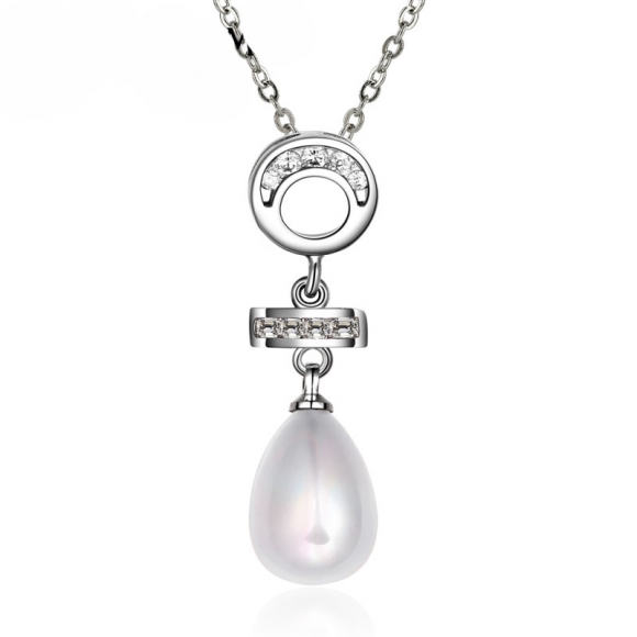 925 Sterling Silver Pearl Drop Pandent Necklace for Women