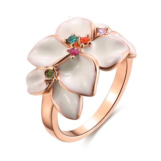 Flower Ring Inlaid Colorful Rhinestone Crystal Jewelry Women