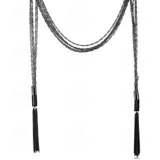 Necklace Shoulder Wear Type Multiple Black Strands Statement Necklace FSN072
