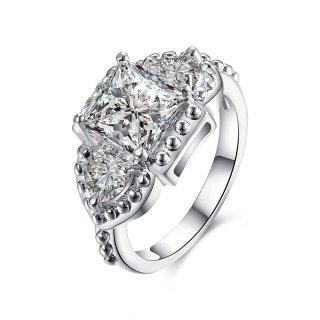 Sliver Plated Ring with Crystal Zircon Women's Rings