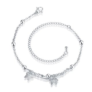 Silver Plated Double Butterfly Anklet Bracelets For Women Simple Ankle Bracelet Foot Chain