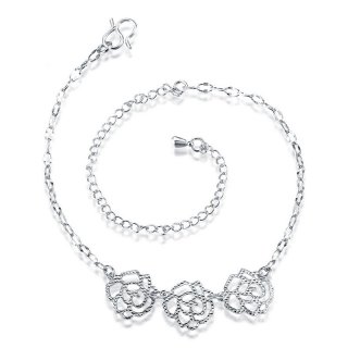 Hollow Out Flower Anklet Leg Bracelets For Women Silver Plated Foot Chain Jewelry